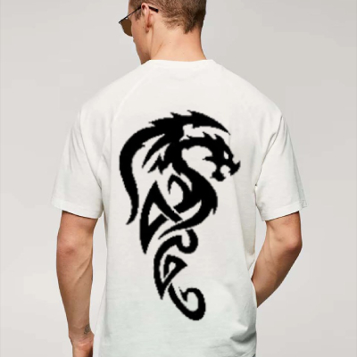 Dragon Tribal Graphic White T-Shirt