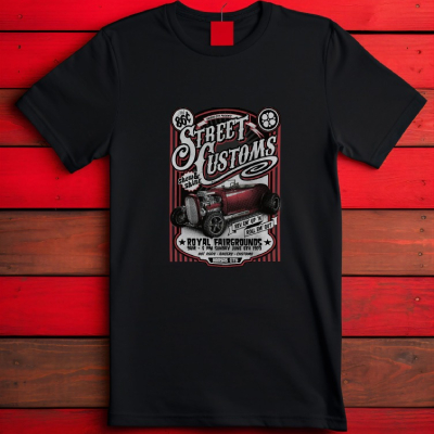Street Customs Classic Hot Rod Black T-Shirt