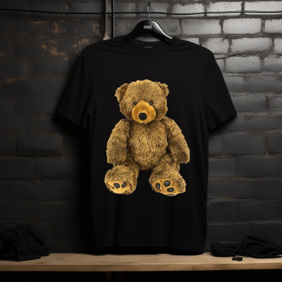 Cute Teddy Bear Graphic Black T-Shirt