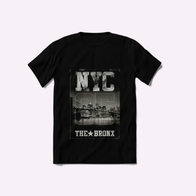 NYC The Bronx Vintage Skyline Black T-Shirt
