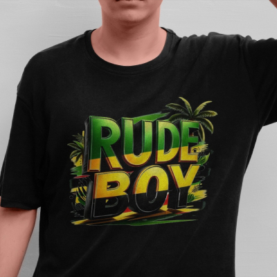 Rude Boy Tropical Streetwear Black T-Shirt