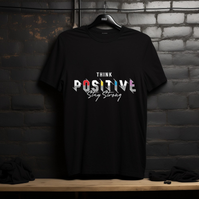 Think Positive Stay Strong Black T-Shirt