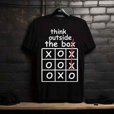Think Outside the Box Tic-Tac-Toe Black T-Shirt