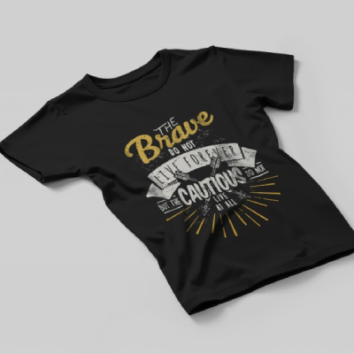 Brave Not Perfect Inspirational Black T-Shirt