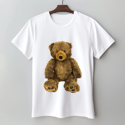 Cute Teddy Bear Graphic T-Shirt – White