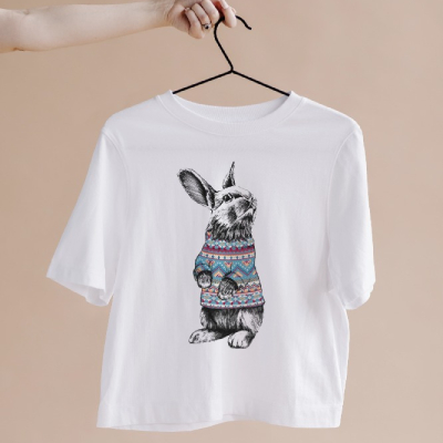 Boho Bunny Sweater White T-Shirt