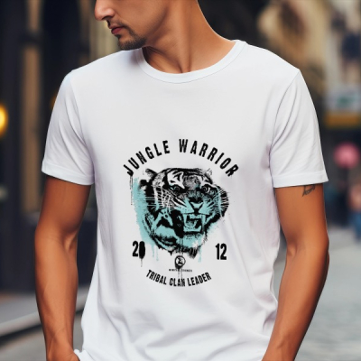 Jungle Warrior Tribal Clan Leader Graphic T-Shirt – White