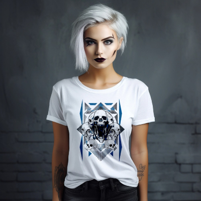 Geometric Skull Art White T-Shirt
