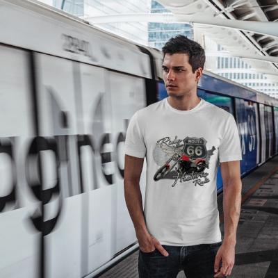 Route 66 Ride Forever Biker Graphic T-Shirt – White