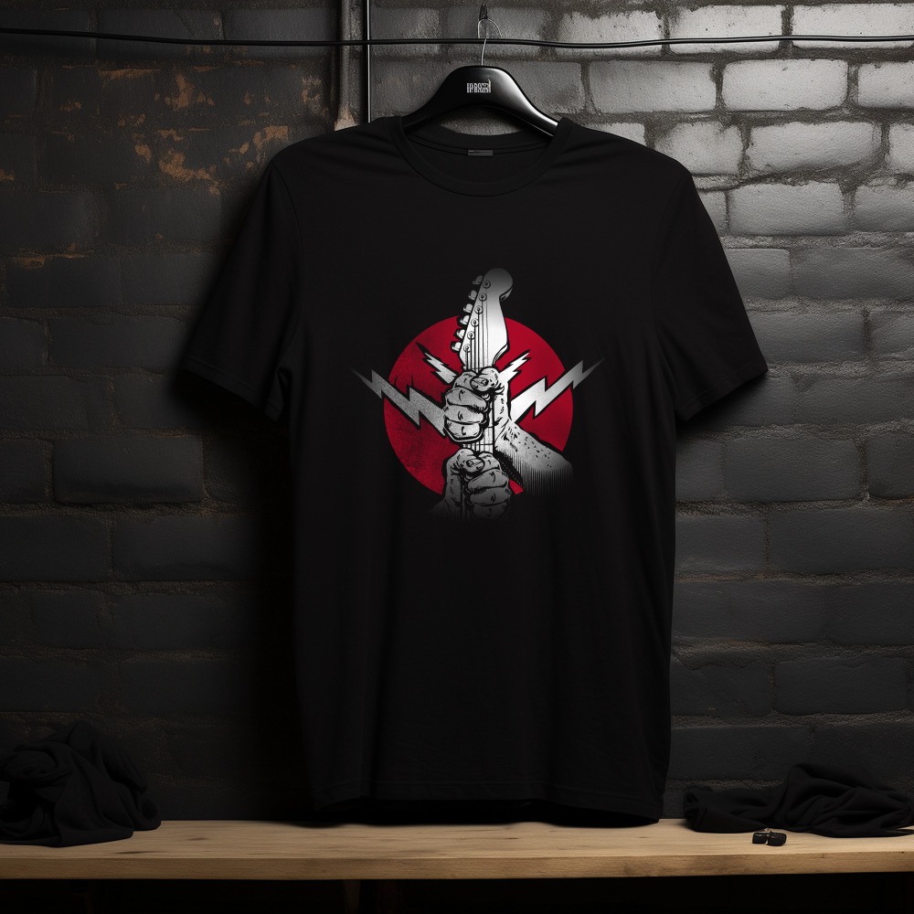 Rock Guitar Graphic T-Shirt – Black Music Lover Tee