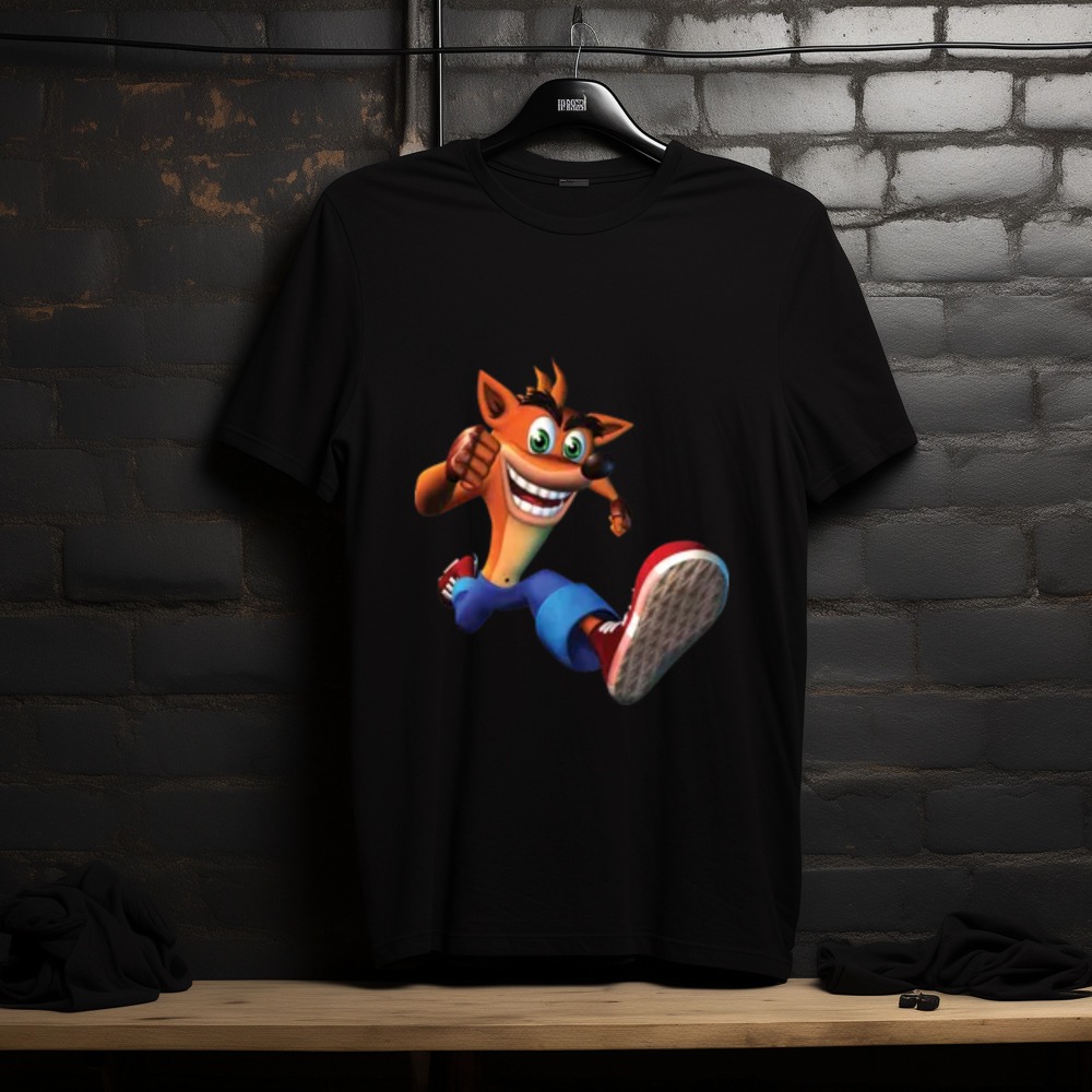 Crash Bandicoot Running Graphic T-Shirt – Black Casual Gamer Tee
