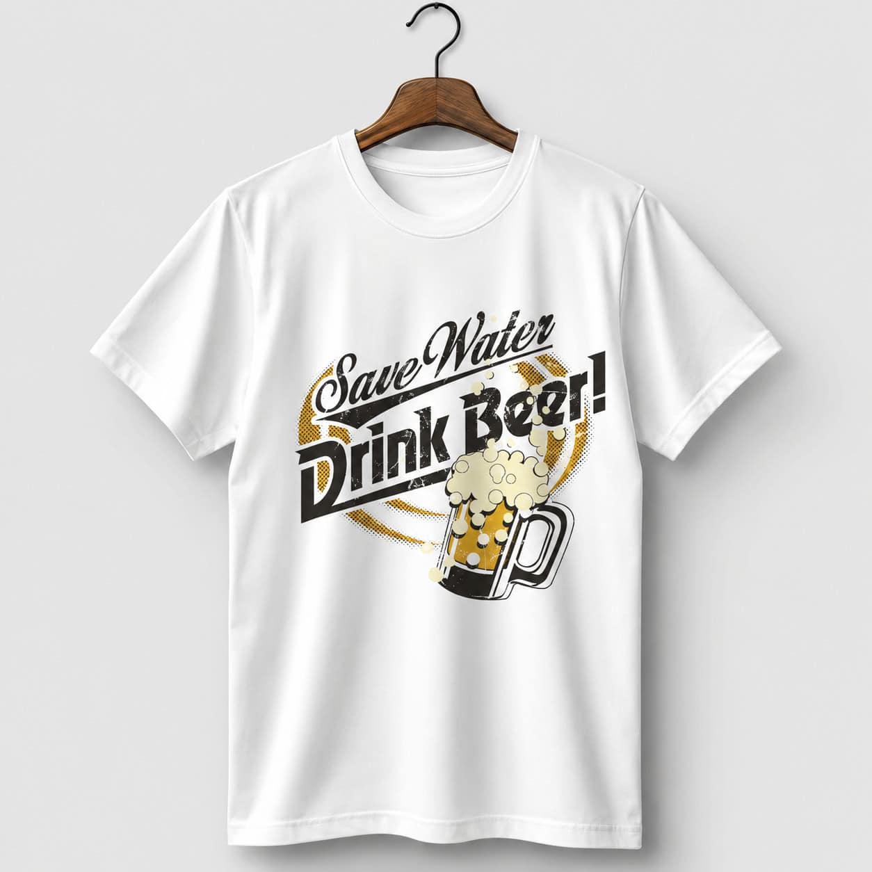 Save Water Drink Beer Graphic Printed White T-Shirt for Men
