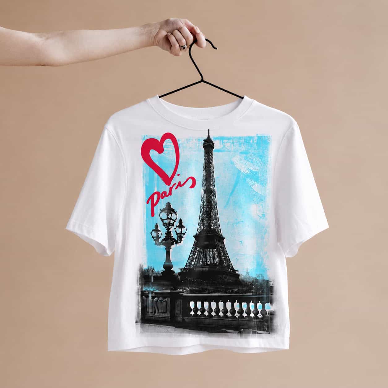 Paris Eiffel Tower Graphic Printed White T-Shirt