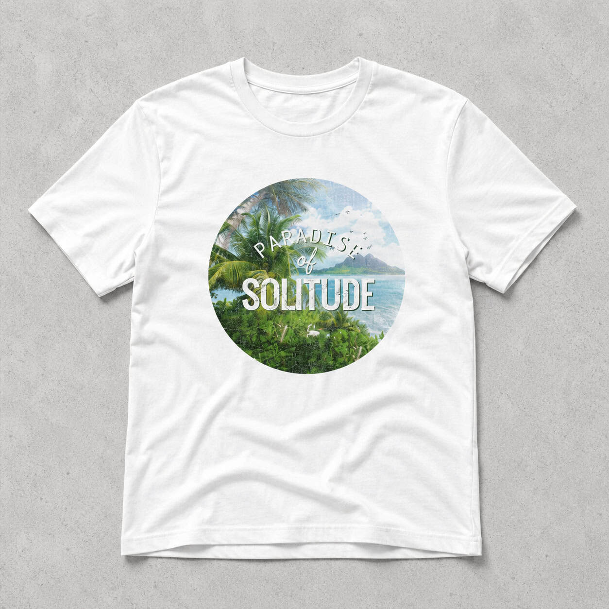 Paradise of Solitude Tropical Graphic White T-Shirt