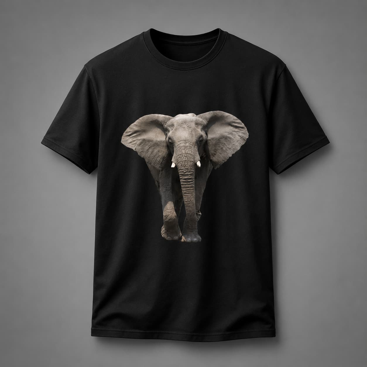 Majestic Elephant Graphic Black T-Shirt