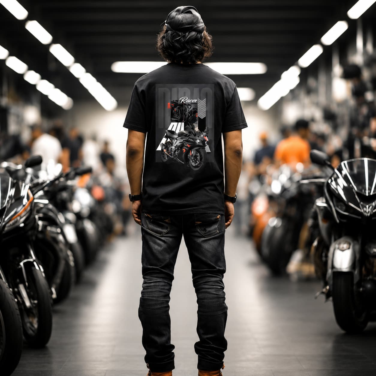 Bike Racer Graphic Printed Oversized T-Shirt for Men