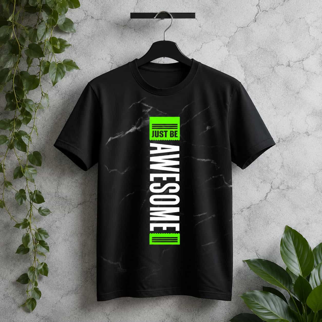 Just Be Awesome Motivational Graphic T-Shirt – Black Unisex Casual Tee
