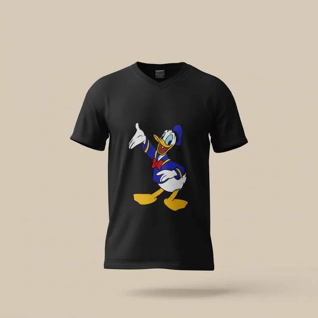 Cartoon Duck Graphic T-Shirt – Fun Character Black Tee