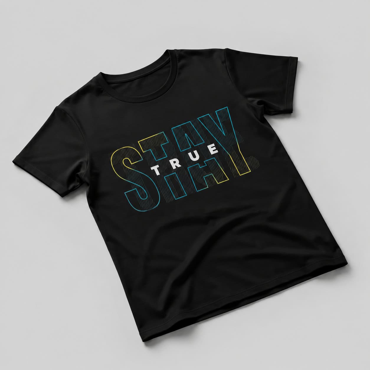 Stay True Typography Graphic T-Shirt – Black Motivational Tee