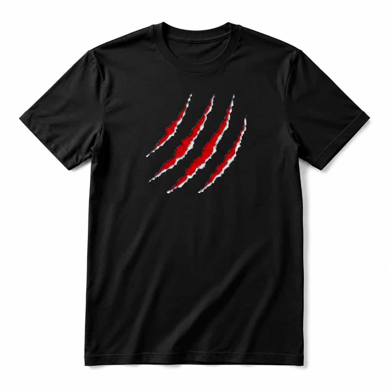 Red Claw Scratch Graphic Black T-Shirt