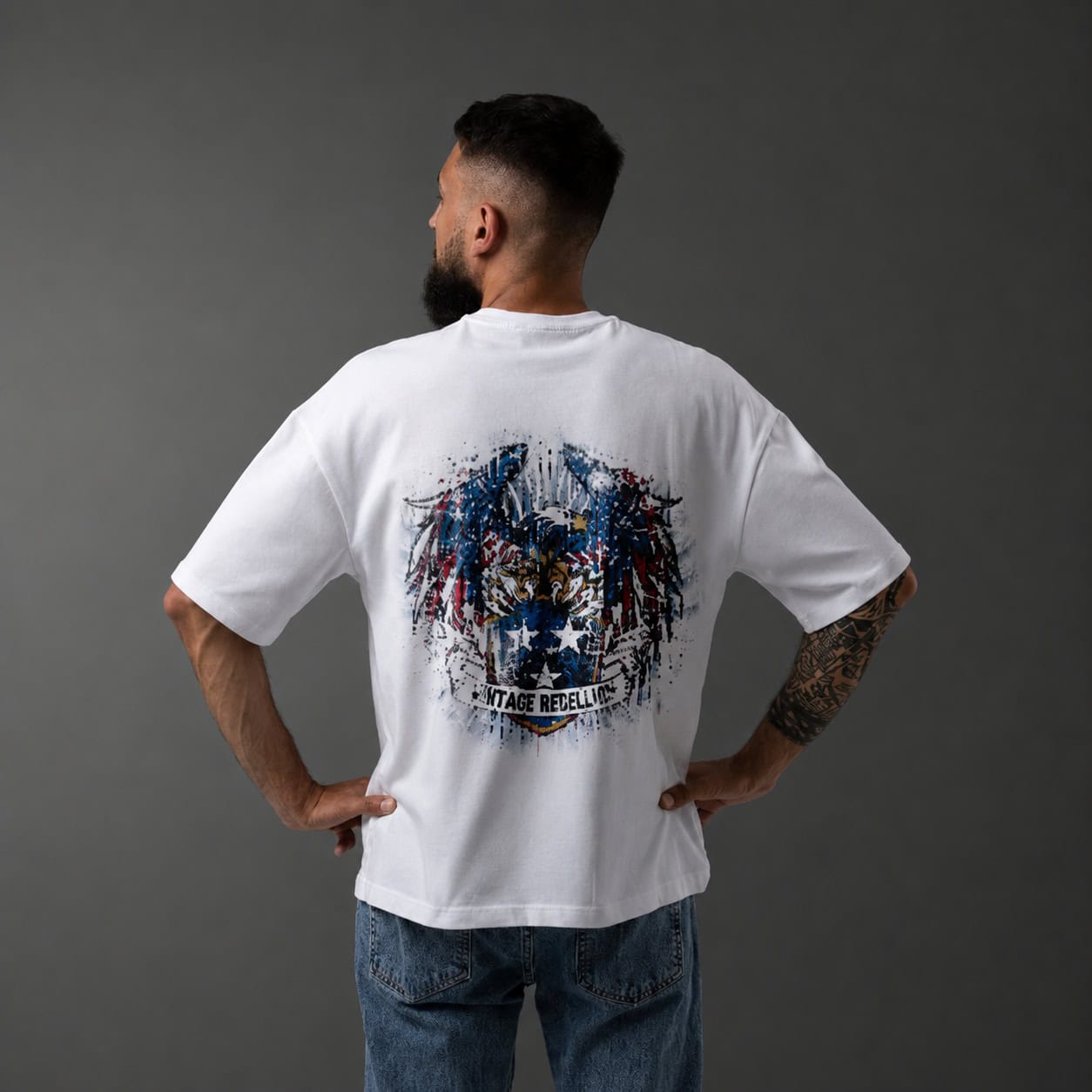 Men's White Oversized Graphic Print T-Shirt