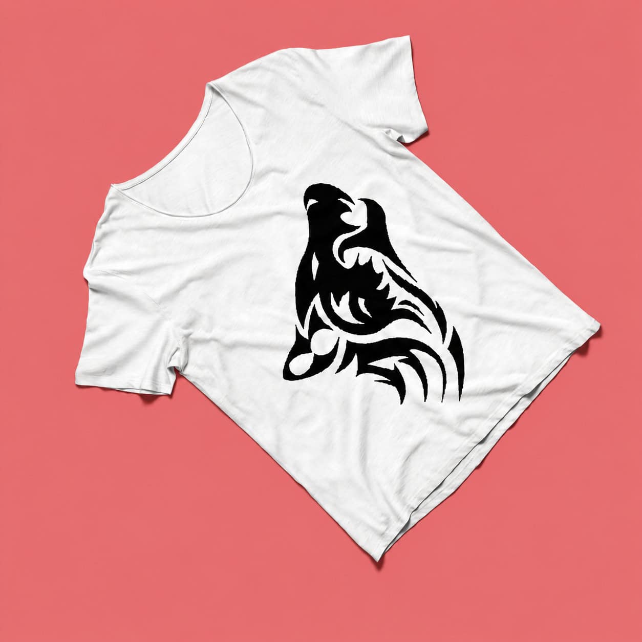 Tribal Wolf Graphic T-Shirt – White