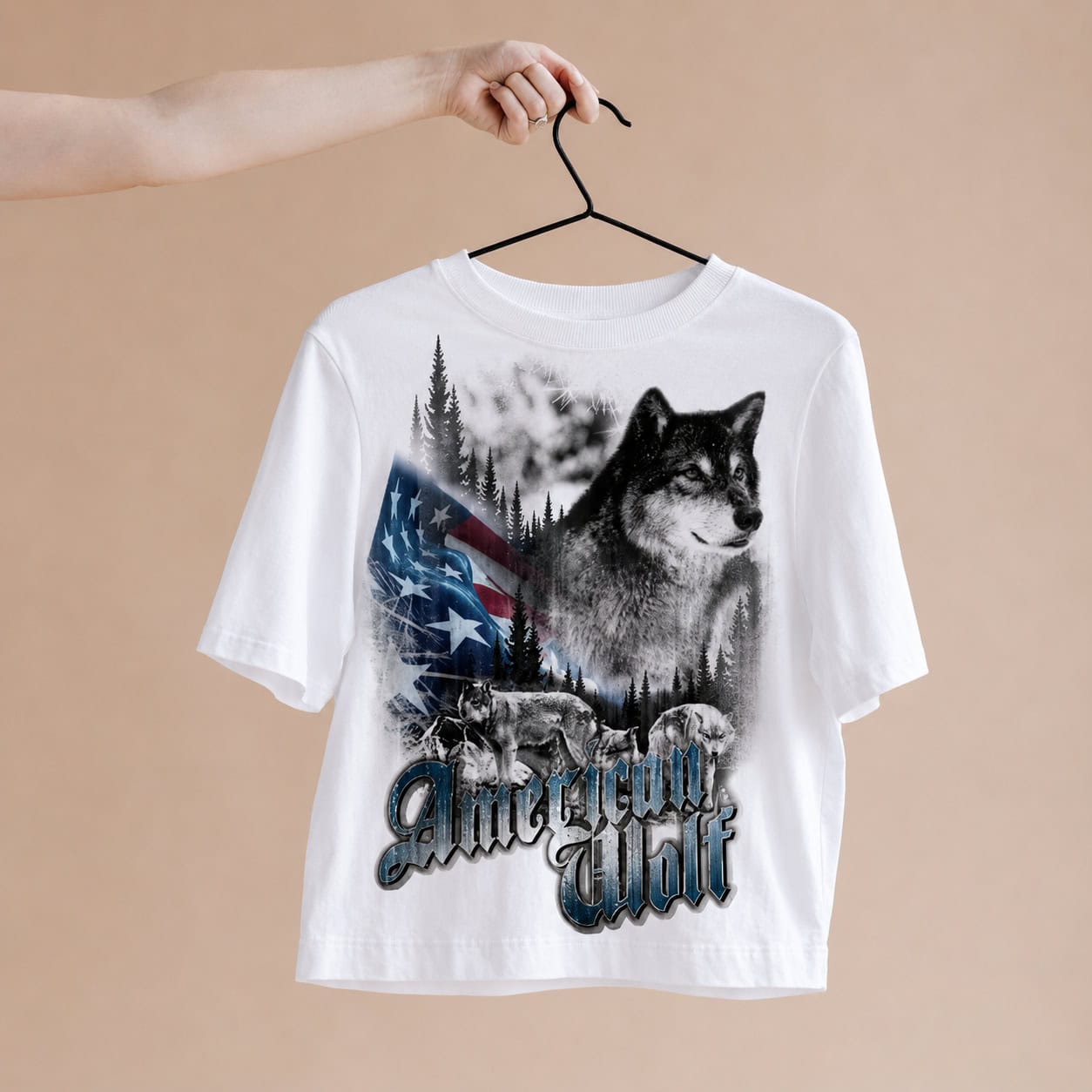 American Wolf Wilderness Graphic T-Shirt