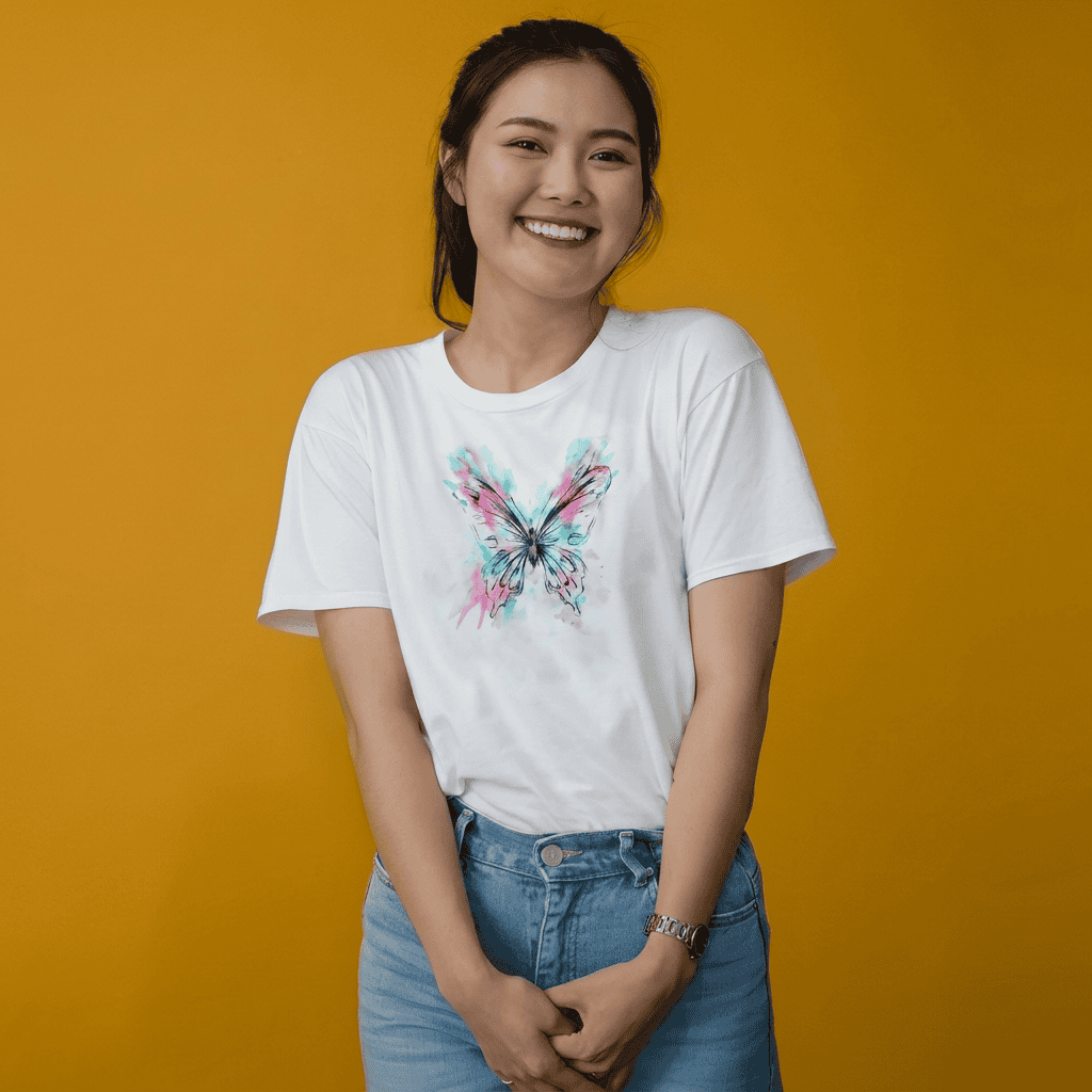 Pastel Watercolor Butterfly Graphic T-Shirt