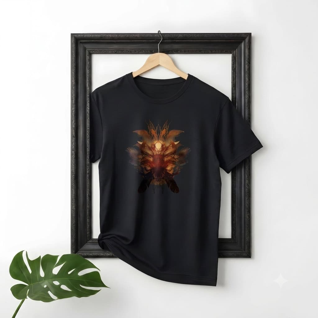 Dark Phoenix Feather Skull Abstract Graphic T-Shirt