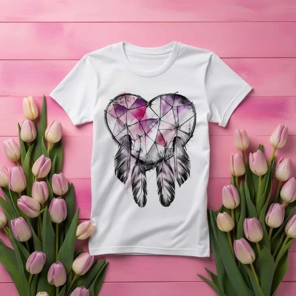 Heart Dreamcatcher Watercolor Graphic T-Shirt