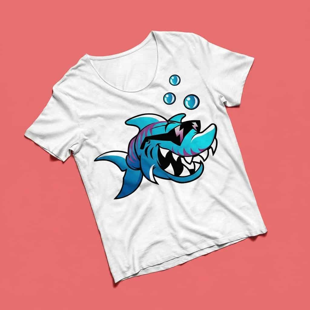 Crazy Shark Cartoon Graphic T-Shirt