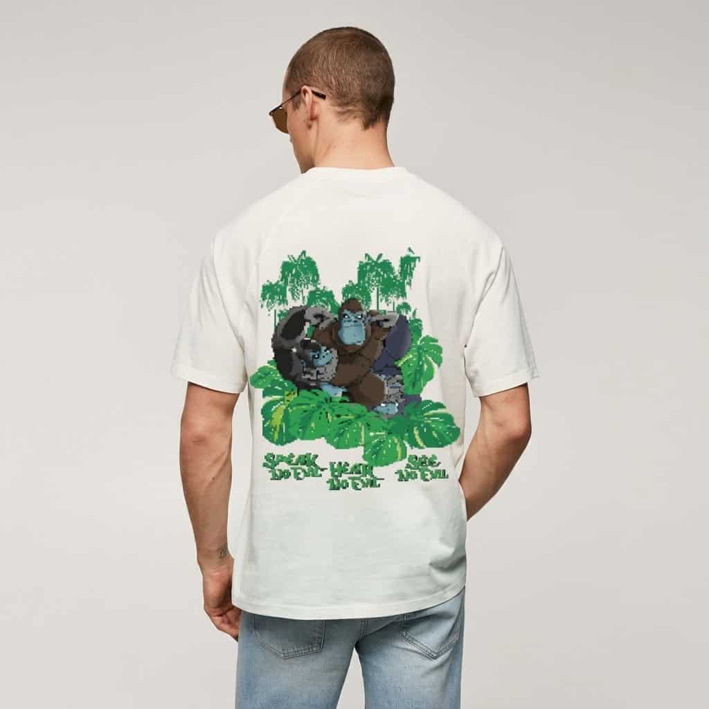 Speak No Evil Pixel Gorilla Oversized Graphic T-Shirt