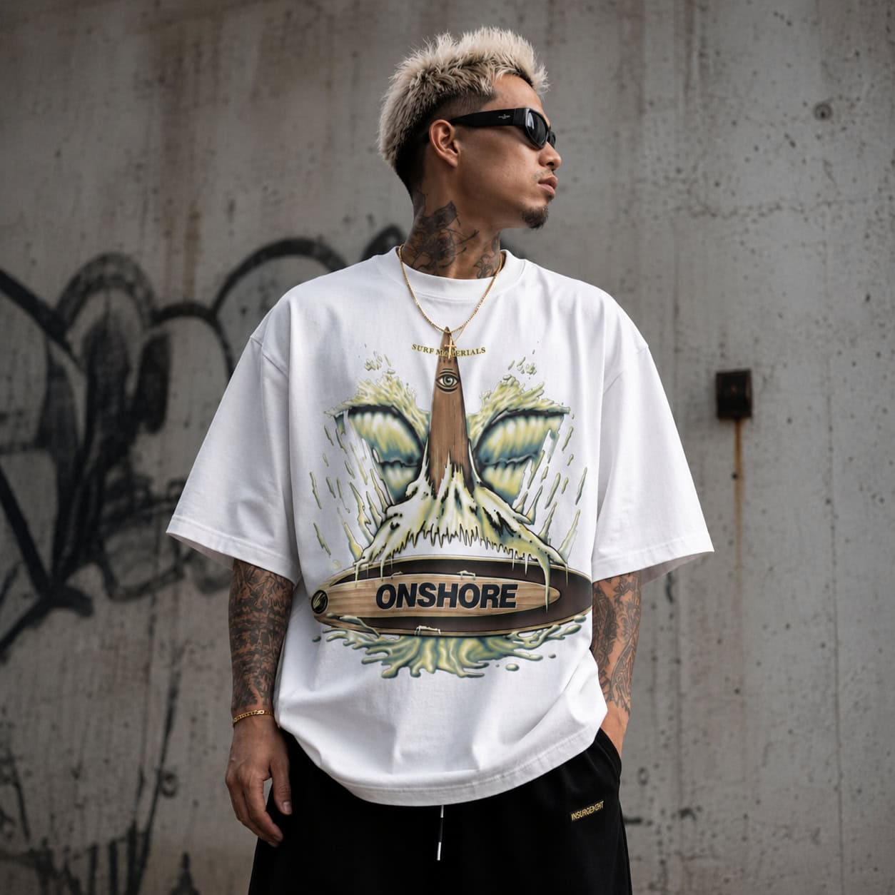 Onshore Surf Wave Eye Oversized Graphic T-Shirt